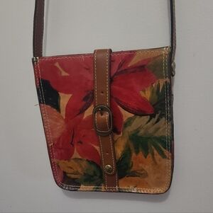 Patricia Nash Hand-Painted Leather Crossbody Bag Floral